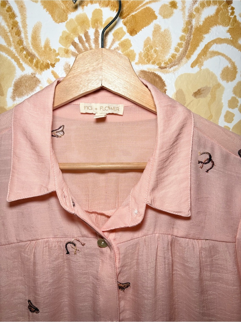Fig & Flower Pink Western Embroidered Blouse | Cowboy Boots & Hats | Boho Top - Picture 7 of 10